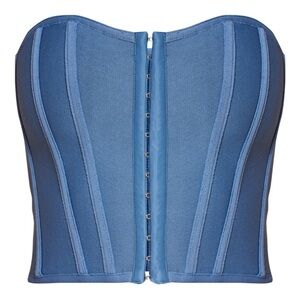 BLUE STEEL BANDAGE HOOK AND EYE STRUCTURED CORSET